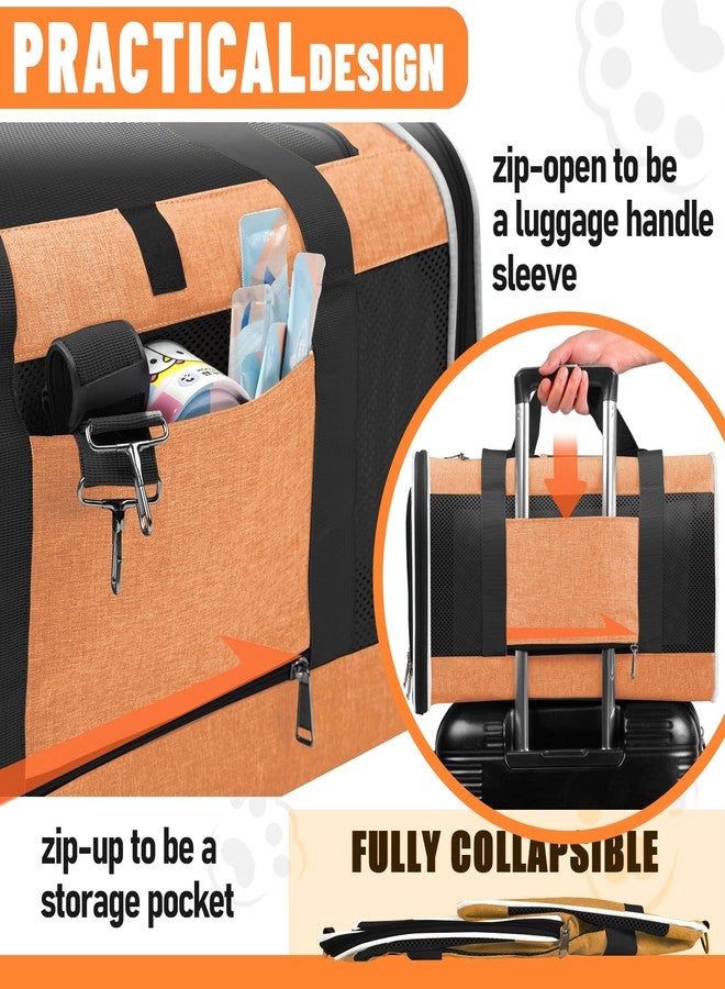 GAPZER Large Cat Carry Bag, Soft Shell Shih-Tzu Pet Transport Crate, 18x12x12 Top Opening Maltese-Dog Traveling Mesh Kennel 10 Pound, Big Bunny Rabbit Carrying Case Animal Carrier Kitty Product Orange - Image 5