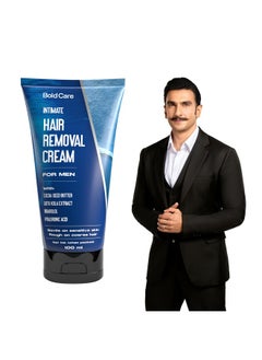 Intimate Hair Removal Cream For Men Fast & Painless Soothing For Unwanted Coarse Pubic Hair Suitable For All Skin Types 100Ml