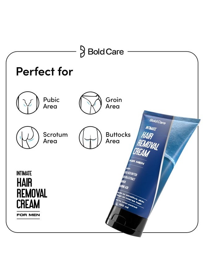 Bold Care - Intimate Hair Removal Cream For Men Fast & Painless Soothing For Unwanted Coarse Pubic Hair Suitable For All Skin Types 100Ml - Image 1