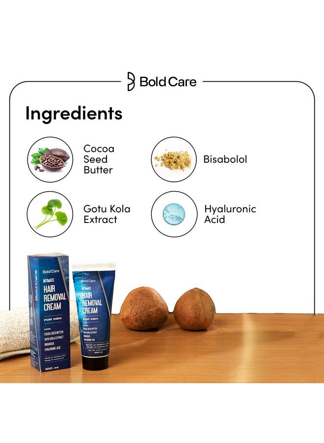Bold Care - Intimate Hair Removal Cream For Men Fast & Painless Soothing For Unwanted Coarse Pubic Hair Suitable For All Skin Types 100Ml - Image 1