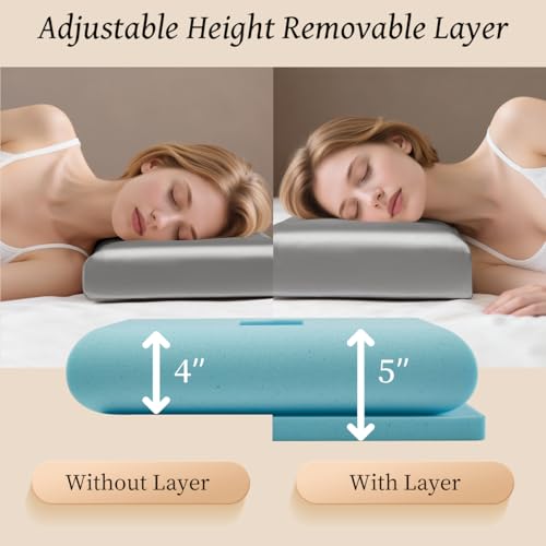 USlixury Piercing Pillow - Ear Piercing Pillow with Foam Plug, 18x12 Large Donut Plilow with 4.7x3.2 Off Center Ear Hole, Adjustable Peircing Plilow for Side Sleeper, CertiPUR-US Memory Foam, Grey - Image 5