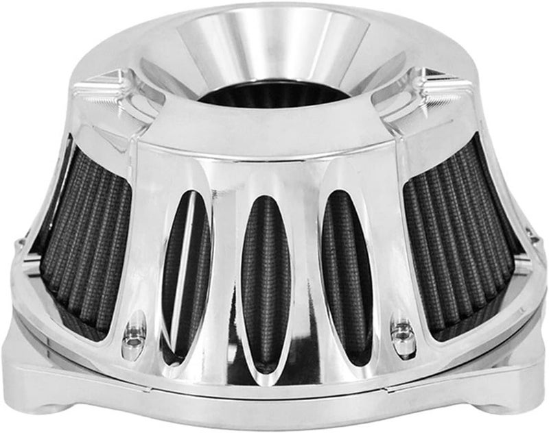 QASULER Motorcycle CNC Chrome Air Cleaner Intake Filter - Image 1