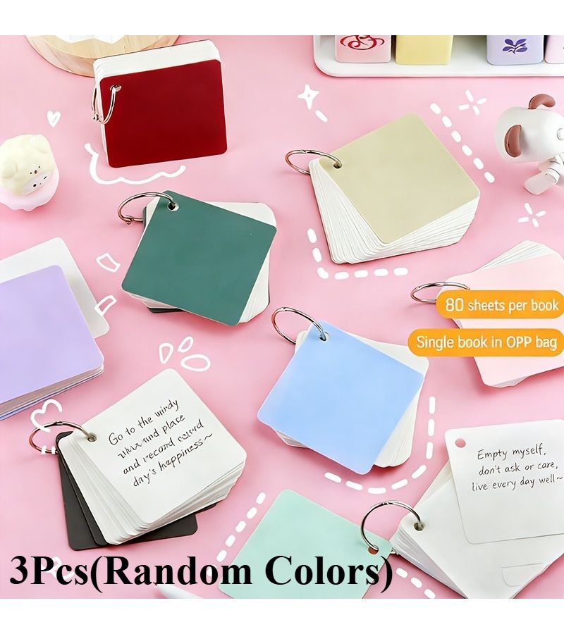 3 Morandi Iron Ring Loose Leaf Notebooks 80 Sheets Set With Index Cards - Image 1