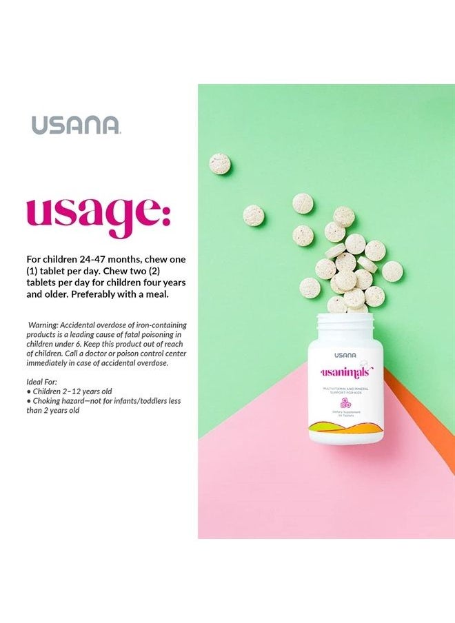 USANA - Usanimals | Essentials Kid Friendly Supplements - Support an Already Healthy Immune Function and Brain Development *- 56 Tablets -Serving Size: 1 Tablet - Image 1