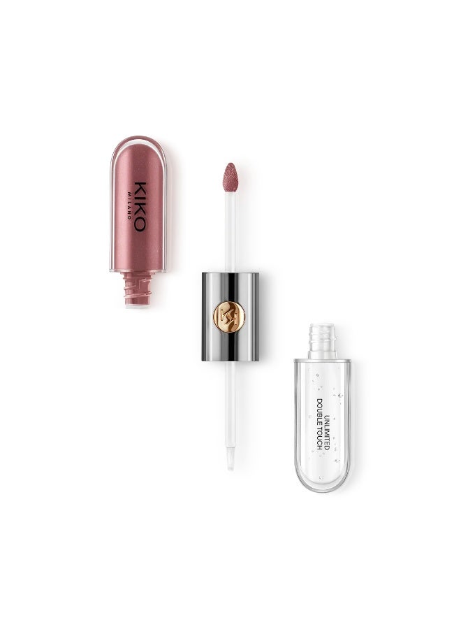 KIKO Milano Unlimited Double Touch 121 Dark Rosy Chestnut Dual-Ended Lip Colour & Clear Gloss, Rich Water-Resistant Colour, Up to 16H Wear, 6 ml - Image 1