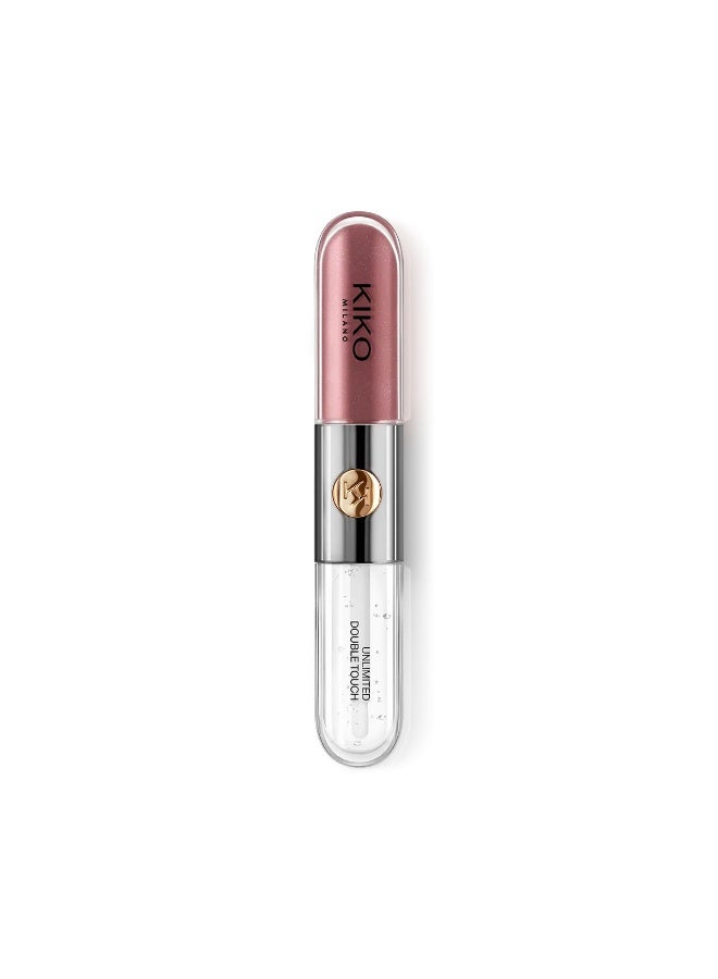 KIKO Milano Unlimited Double Touch 121 Dark Rosy Chestnut Dual-Ended Lip Colour & Clear Gloss, Rich Water-Resistant Colour, Up to 16H Wear, 6 ml - Image 4