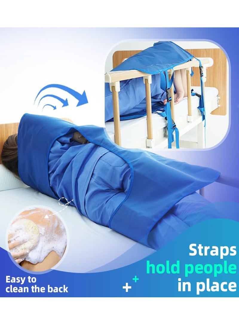 Positioning Bed Pad with Reinforced Handles Multipurpose Transfer Sheet Soft for Turning, Lifting & Repositioning, Bed Pads for Elderly, Patient -Reusable, Washable (Blue, for Home & Hospital) 43" x 32" - Image 5
