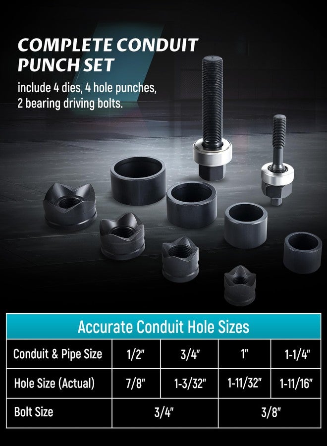 Lichamp مجموعة ثقب يدوية من Lichamp، قاطع فتحات صناديق صفائح معدنية شديدة التحمل، مجموعة قوالب لثقب الأنابيب، محرك وقاطع فتحات - Image 3
