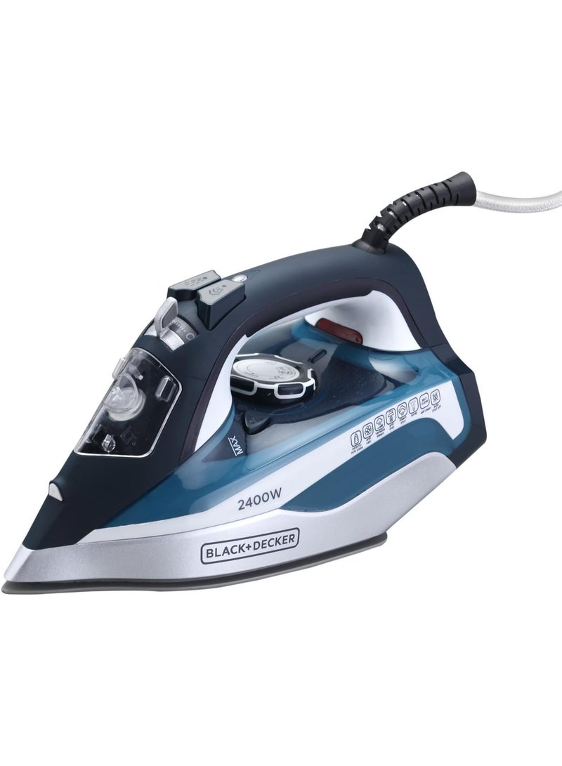 BLACK&DECKER Steam Iron, 2400W Power, 380ml Water Tank, Ceramic-Coated Soleplate, Anti-Drip, Anti-Calc, Auto Shutoff, Vertical Steam, Self-Clean, Steam Burst, 35g/min Continuous Steam - Image 1