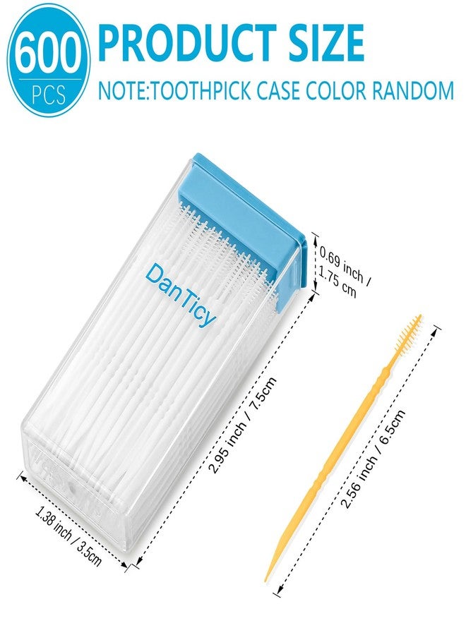 DanTicy Brushpicks Interdental Toothpicks,Soft Bristle Dental Floss Picks Toothpicks,Helps Removes Plaque and Debris Between Your Teeth 600PCS (Pack of 5) Orange - Image 2