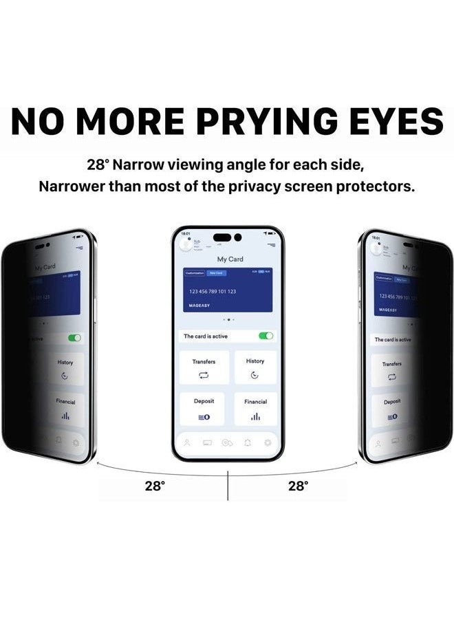Houmt - Privacy Screen Protector for iPhone 14 Pro 6.1 inch 2022 Anti Spy 9H Tempered Glass Edge to Edge Full Coverage - Image 1