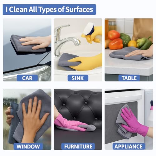 IDELLA Microfiber Cloth - 4 pcs 40×40-340 GSM Grey! Thick Lint & Streak-Free Multipurpose Cloths - Automotive Microfibre for Car Cleaning Polishing Washing & Detailing (Microfiber Cloth) - Image 5