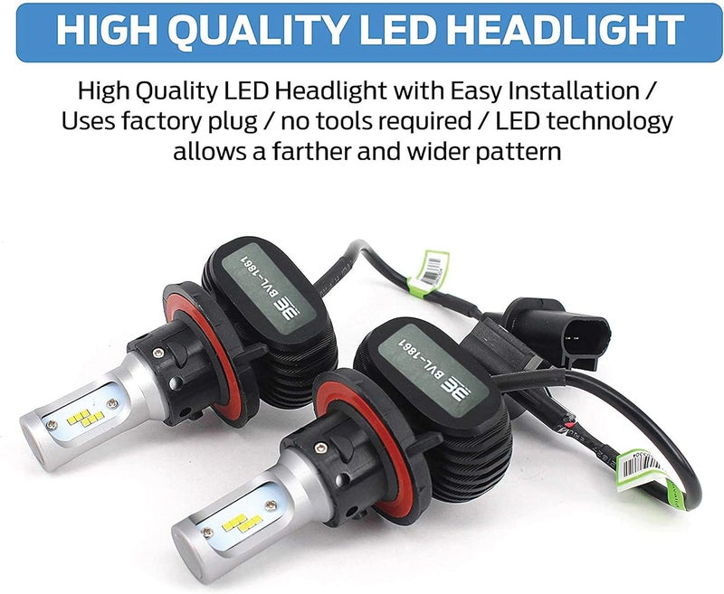 Bevel Engineering Premium LED Upgrade Kit - H13/9008 LED Headlight Kit - Compatible with Polaris - Ranger - RZR General – 2 Pack Low and High Beam Lamp Set – Fan Less 4000LM LED Replacement Bulb Kit - Image 2