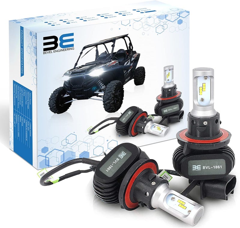 Bevel Engineering Premium LED Upgrade Kit - H13/9008 LED Headlight Kit - Compatible with Polaris - Ranger - RZR General – 2 Pack Low and High Beam Lamp Set – Fan Less 4000LM LED Replacement Bulb Kit - Image 1