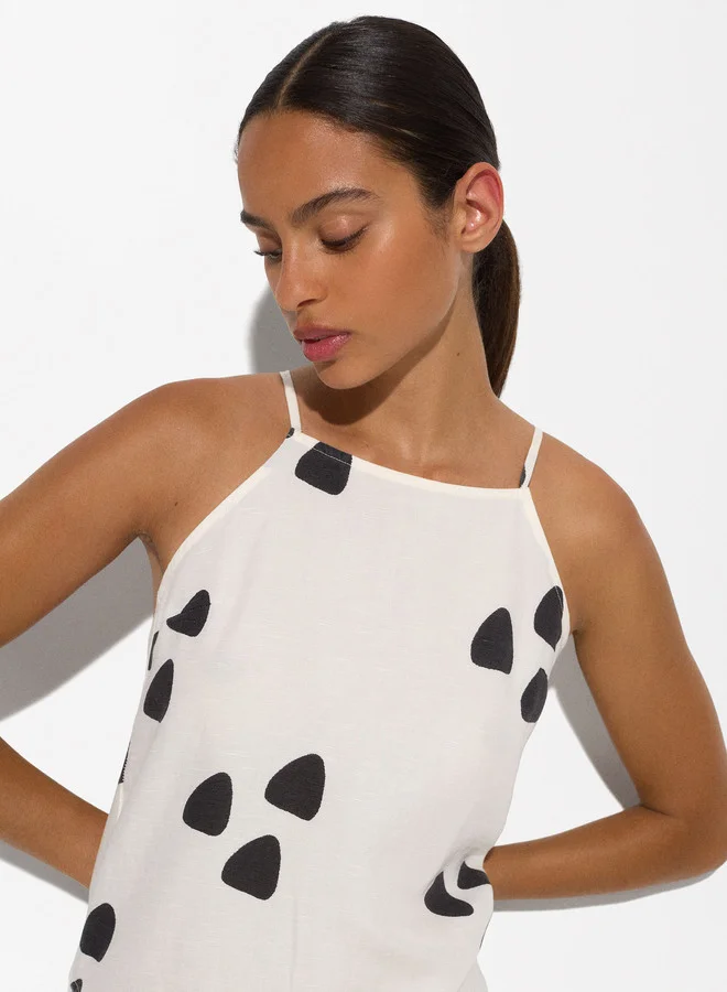 PARFOIS Printed Halter Midi Dress