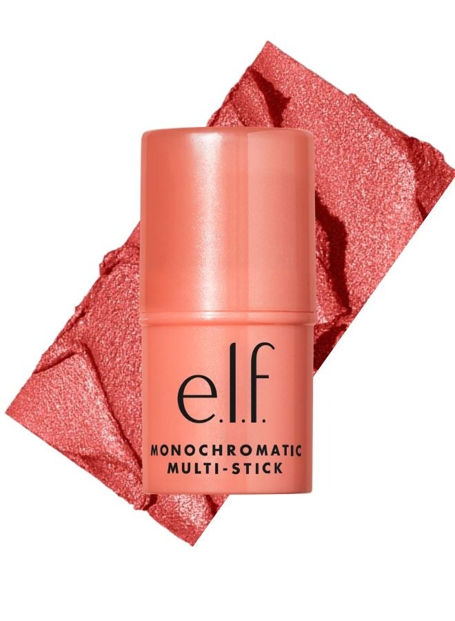 elf e.l.f. Monochromatic Multi Stick – Glimmering Guava | Cream-to-Powder Multi-Use Blush, Lip & Eye Color Stick with Shea Butter & Vitamin E – 4.4 g - Image 1