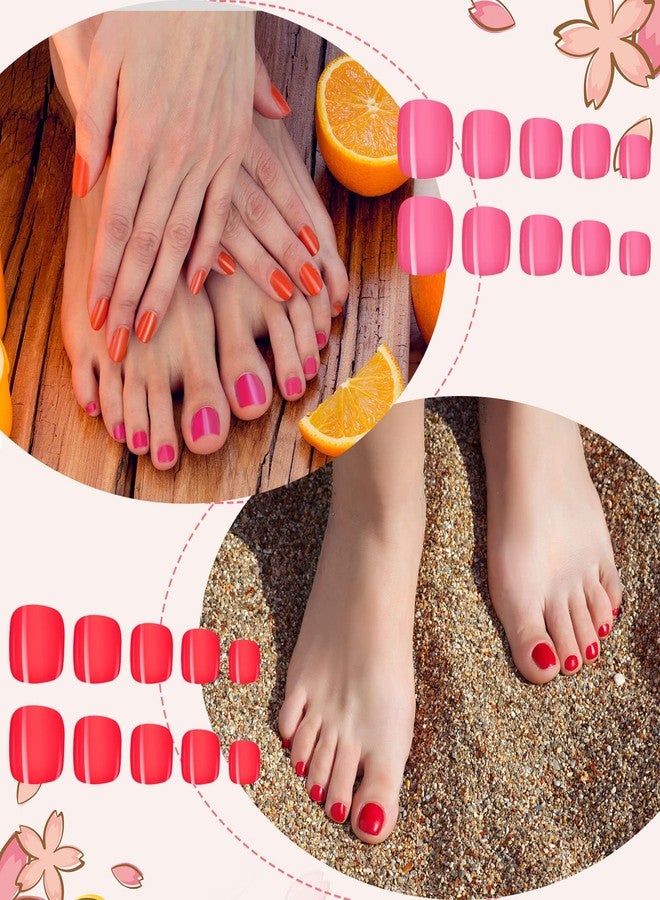 Maitys 720 Pieces Fake Press on Toe Nails Short False Toe Nails Square Solid Color Full Cover Matte Finish for Women(Bright Color) - Image 4