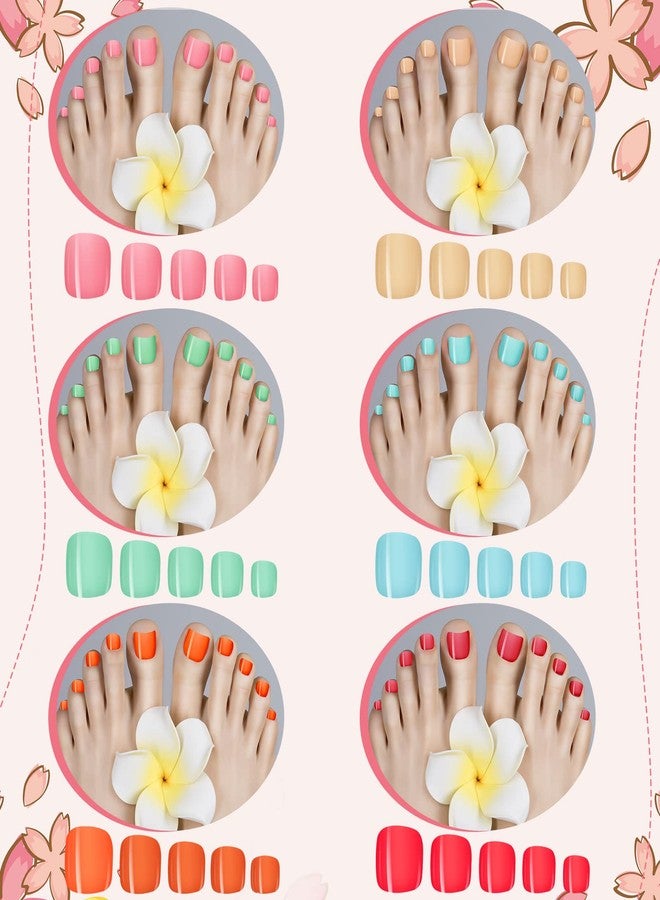 Maitys 720 Pieces Fake Press on Toe Nails Short False Toe Nails Square Solid Color Full Cover Matte Finish for Women(Bright Color) - Image 3