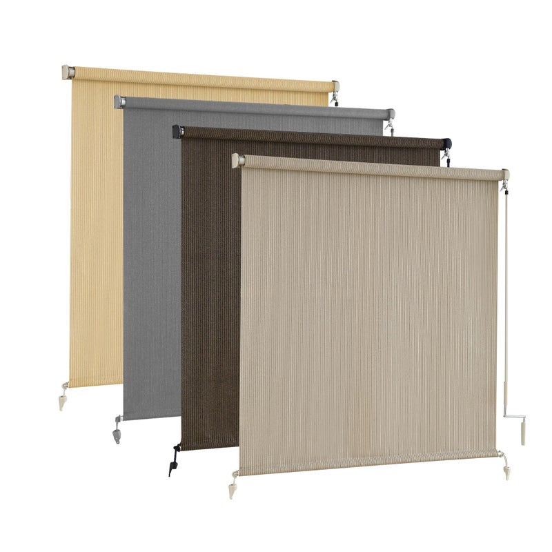 AOSKY Outdoor Roller Shades, Cordless Patio Shades Roll Up Outdoor Blinds, Roller Blinds Cloth for Porch Pergola Balcony Backyard Windows, 48" W x 72" H, Sesame - Image 1