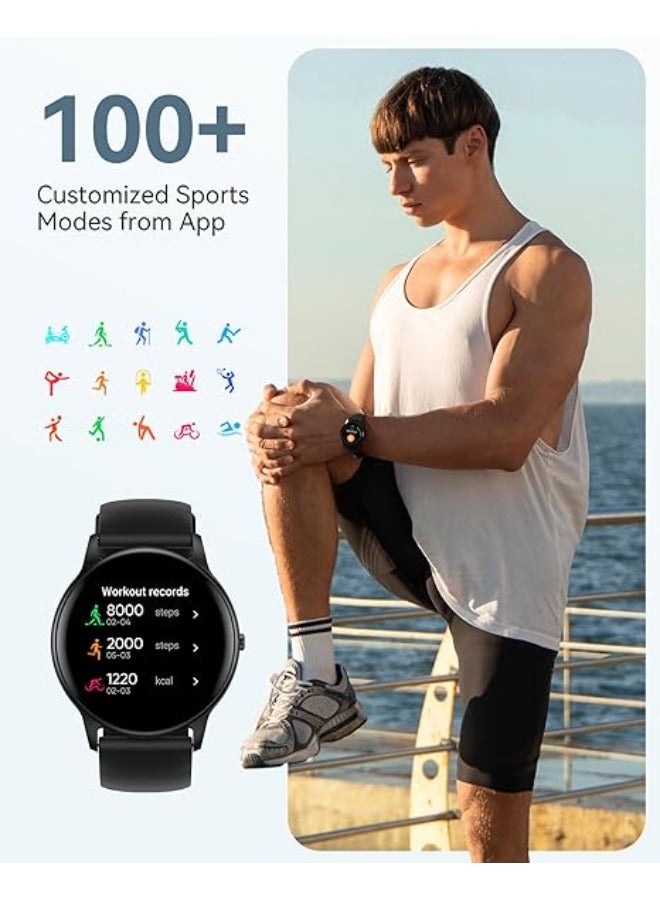 AGPTEK Smart Watch for Men, 1.3'' Full Touch Fitness LW11 Watch with Heart Rate Monitor, DIY Watch Face, Message Notification, IP68 Waterproof Outdoor Sports Smartwatch for Android iOS Phones, Black - Image 5