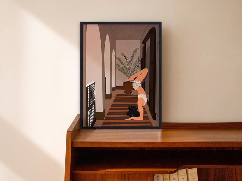 QUOTE - UNQUOTE ART QUOTE UNQUOTE ART Modern Abstract Painting Yoga Girl Artistic Woman Figure Aesthetic Wall Art Framed Print for Feminine Home Decor 13x17 inches Black Frame - Image 3