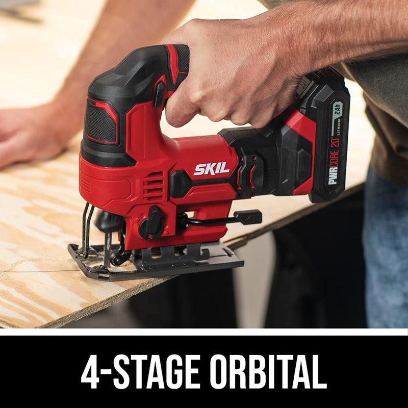SKIL PWR CORE 20V 7/8 Inch Stroke Length Jigsaw Includes 2.0Ah PWR CORE 20 Lithium Battery and Charger - JS820302 - Image 5