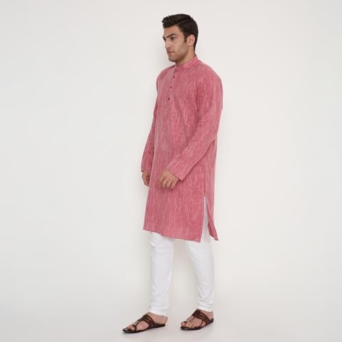 Maharaja Men’s Kurta Pyjama Set – Soft Poly Viscose, Regular Fit in Red – Festive & Everyday Ethnic Wear for Men [MSKP221-36] - Image 3
