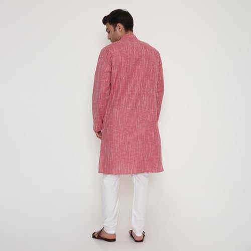 Maharaja Men’s Kurta Pyjama Set – Soft Poly Viscose, Regular Fit in Red – Festive & Everyday Ethnic Wear for Men [MSKP221-36] - Image 2
