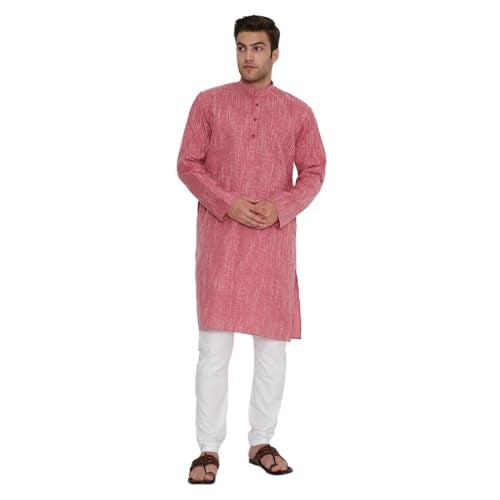 Maharaja Men’s Kurta Pyjama Set – Soft Poly Viscose, Regular Fit in Red – Festive & Everyday Ethnic Wear for Men [MSKP221-36] - Image 1