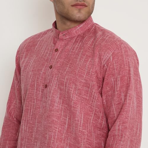 Maharaja Men’s Kurta Pyjama Set – Soft Poly Viscose, Regular Fit in Red – Festive & Everyday Ethnic Wear for Men [MSKP221-36] - Image 5