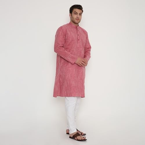 Maharaja Men’s Kurta Pyjama Set – Soft Poly Viscose, Regular Fit in Red – Festive & Everyday Ethnic Wear for Men [MSKP221-36] - Image 4