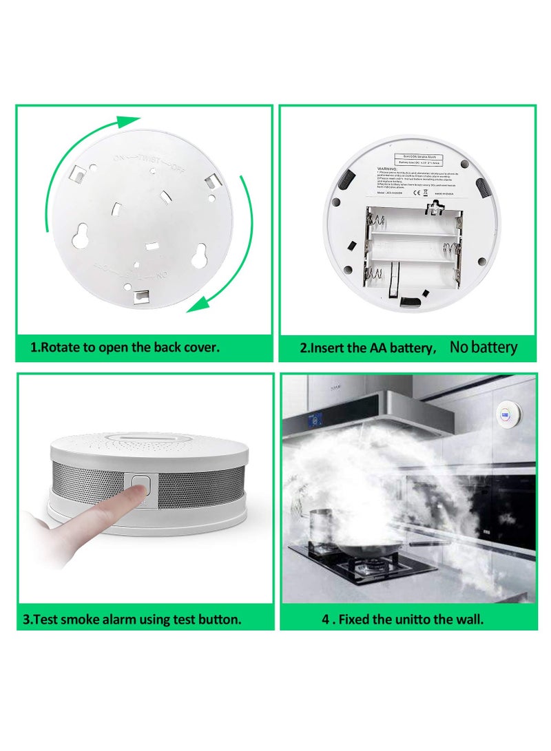 KASTWAVE Combination Smoke and Carbon Monoxide Alarm Detector, Dual Sensor CO Smoke Alarm Detector Battery Powered with LCD Display and Sound Warning for Home,School,Office Black - Image 5