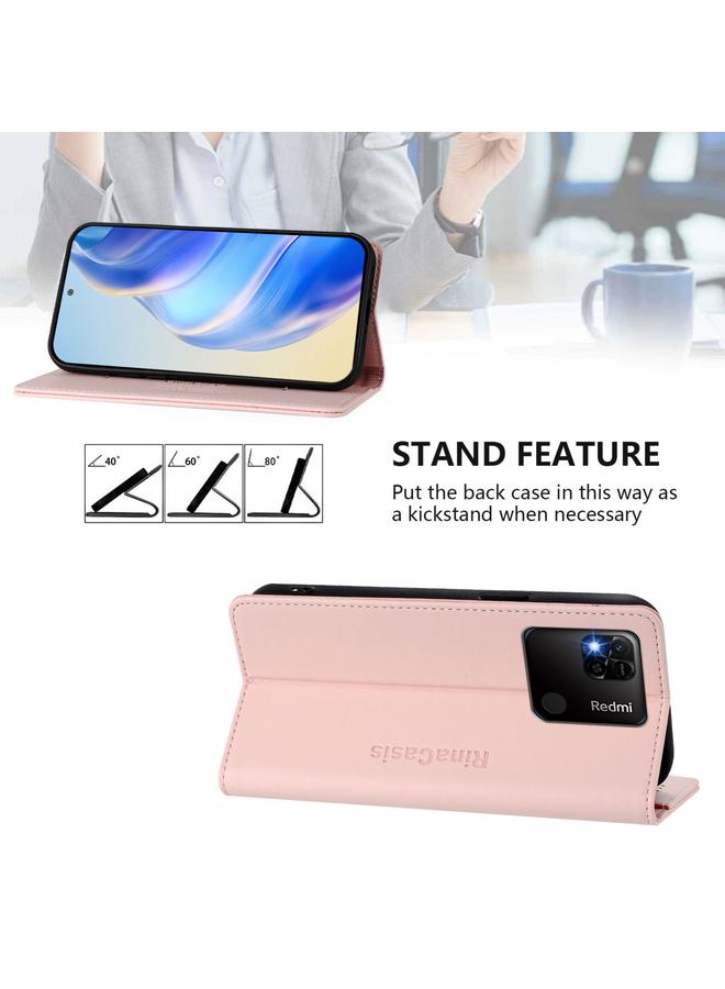 S-TOP Case For Redmi 10A / 9C RC01 Dual-Folded Magnetic Suction RFID Leather Phone Case - Image 4