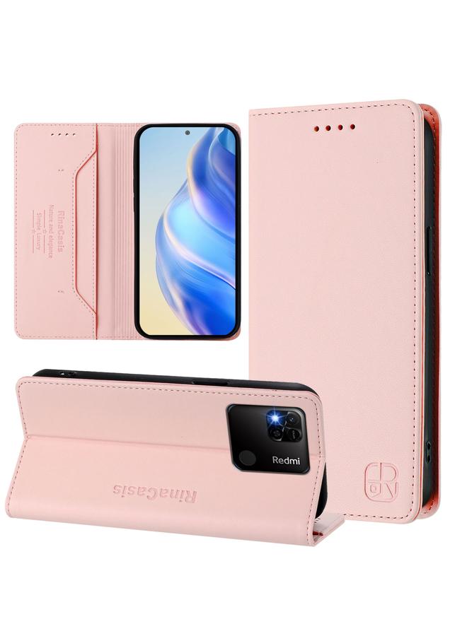 S-TOP Case For Redmi 10A / 9C RC01 Dual-Folded Magnetic Suction RFID Leather Phone Case - Image 1