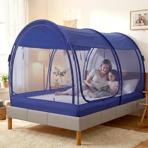 LEEDOR Mosquito Net Bed Tent Canopy Indoor Tent Privacy Bed Fort Dream Tent for Kids or Adult Navy Twin 75 X 39 X 47H'' (Mattress Not Included) - Image 1