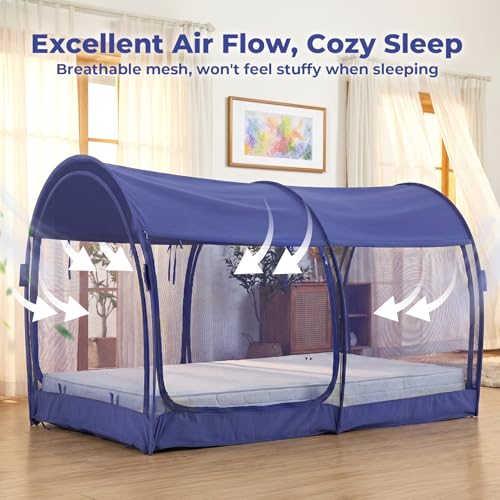LEEDOR Mosquito Net Bed Tent Canopy Indoor Tent Privacy Bed Fort Dream Tent for Kids or Adult Navy Twin 75 X 39 X 47H'' (Mattress Not Included) - Image 5