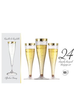SYOSI 24 Pack Gold Glitter Plastic Cups 6.5 OZ Clear Plastic Cups Tumblers, Fancy Disposable Hard Plastic Cups with Gold Glitter, Premium Wedding Cups Elegant Party Cups, Recyclable and BPA-Free  - Image 4