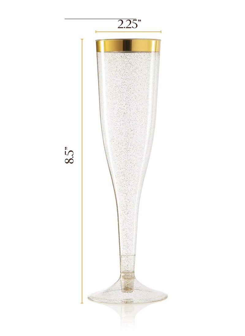 SYOSI 24 Pack Gold Glitter Plastic Cups 6.5 OZ Clear Plastic Cups Tumblers, Fancy Disposable Hard Plastic Cups with Gold Glitter, Premium Wedding Cups Elegant Party Cups, Recyclable and BPA-Free  - Image 2