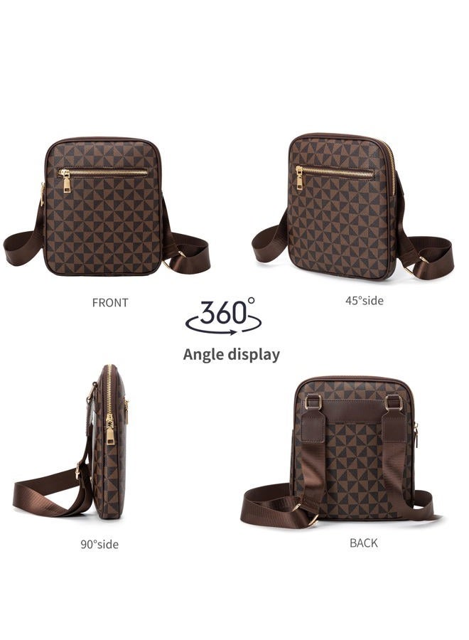 XIKIBEA Crossbody Bag for Mens, Men's commuter shoulder bag, Travel bag Work Business Small men's satchel, 棕色 - Image 3