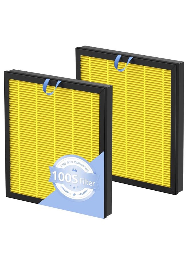 LINNIW Vital 100S Pet Care Replacement Filter Compatible with LEVOIT Vital 100S Air Puri-Fier, 3-in-1 True HEPA, High-Efficiency Activated Carbon Filter, Vital 100S-RF-PA (LRF-V102-YUS), Yellow, 2PACK - Image 1