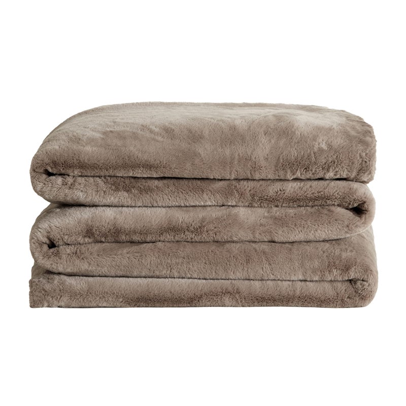 UnHide Cuddle Puddle Faux Fur Blanket Oversized Lightweight Extra Soft Blanket Machine Washable Add a Layer of Softness to Any Bed or Couch 100 x 100 Taupe Ducky