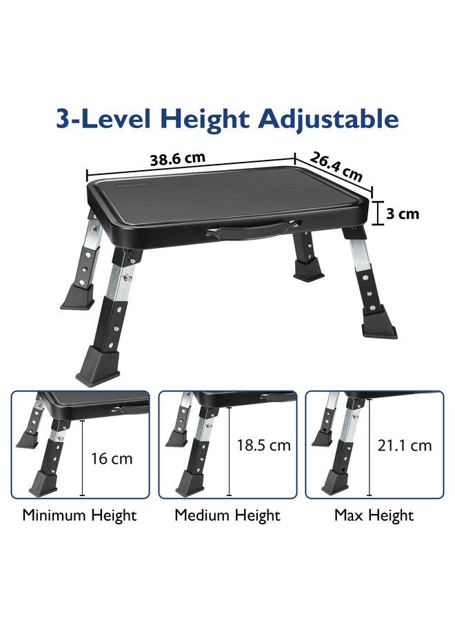 BONTEC 3-Level Adjustable Folding Step Stool, 330lbs Heavy Duty Metal Ladder with Anti-Slip Pedal & Locking Legs, Portable Foldable Step Stool for Adults, Seniors, RV, Kitchen, Bathroom, Home, Office - Image 1