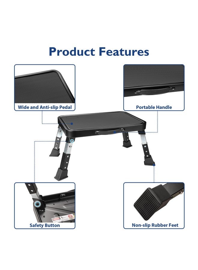 BONTEC 3-Level Adjustable Folding Step Stool, 330lbs Heavy Duty Metal Ladder with Anti-Slip Pedal & Locking Legs, Portable Foldable Step Stool for Adults, Seniors, RV, Kitchen, Bathroom, Home, Office - Image 3