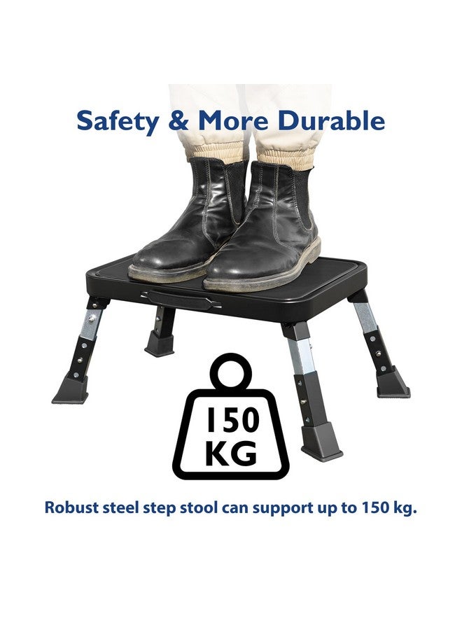 BONTEC 3-Level Adjustable Folding Step Stool, 330lbs Heavy Duty Metal Ladder with Anti-Slip Pedal & Locking Legs, Portable Foldable Step Stool for Adults, Seniors, RV, Kitchen, Bathroom, Home, Office - Image 2