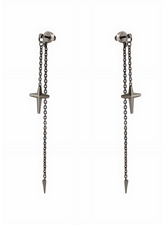 كروس أقراط متدلية فضية على شكل محول - Image 1