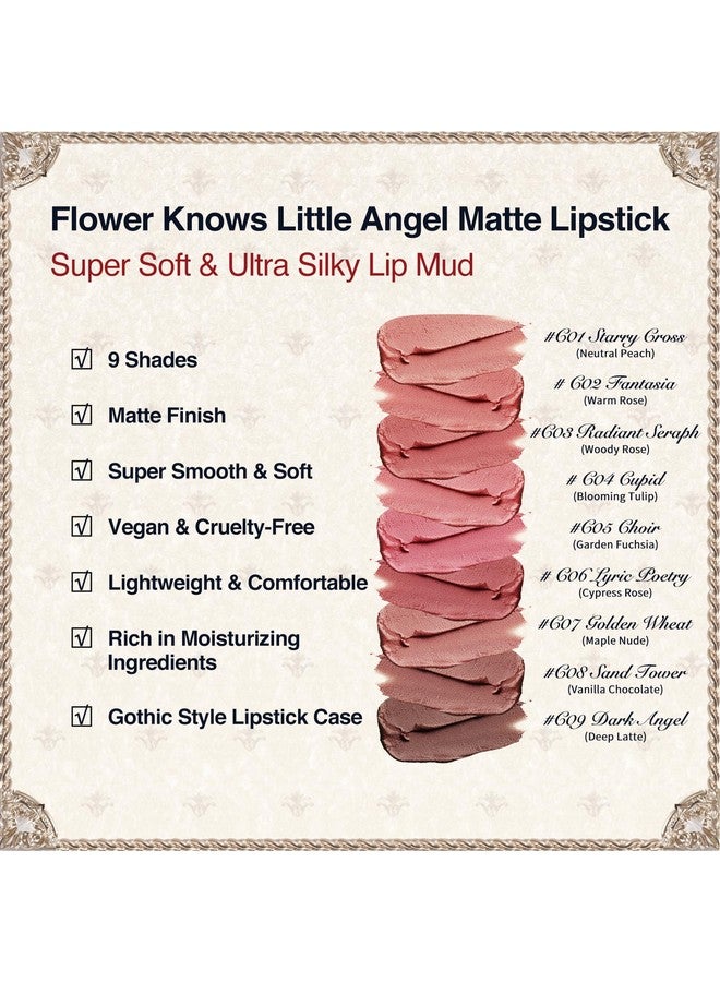 فلاور نوز أحمر شفاه غير لامع من فلاور نوز ليتل أنجل، ناعم للغاية وحريري للغاية، طين شفاه نباتي مرطب يدوم طويلاً للفتيات والنساء، لمسة نهائية مخملية، 3.5 غرام، عبوة واحدة (C03 راديانت سيراف) - Image 3