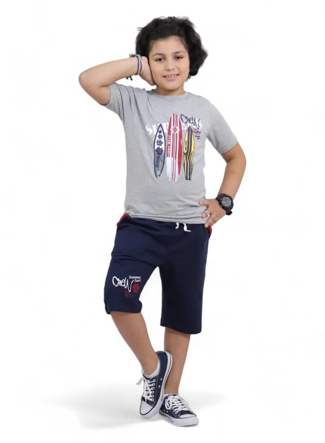 تشويس بيجامة ولادي أنيقة من القطن الغني (لمدة 12 سنة) - مجموعة صيف 2024 - بنية ناعمة وألوان متألقة لزي ذكي ومريح, الآن حصريا فى 🌈 تشويس - Image 1