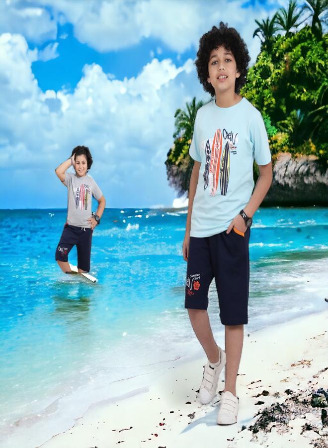 تشويس بيجامة ولادي أنيقة من القطن الغني (لمدة 12 سنة) - مجموعة صيف 2024 - بنية ناعمة وألوان متألقة لزي ذكي ومريح, الآن حصريا فى 🌈 تشويس - Image 2