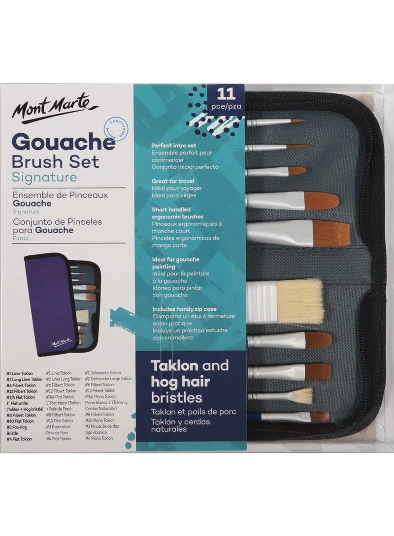 Mont Marte Mont Marte Brush Set in Wallet 11pc - Gouache  - Image 1