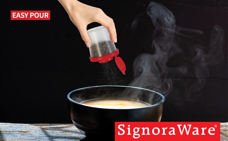 SIGNORAWARE Salt and Pepper Shakers Moisture Proof Set of 2 Medium Salt Shaker to go Camping Picnic Outdoors Kitchen Lunch Boxes Travel Spice Set Clear with Black Lids Plastic Airtight Dispenser - Image 5